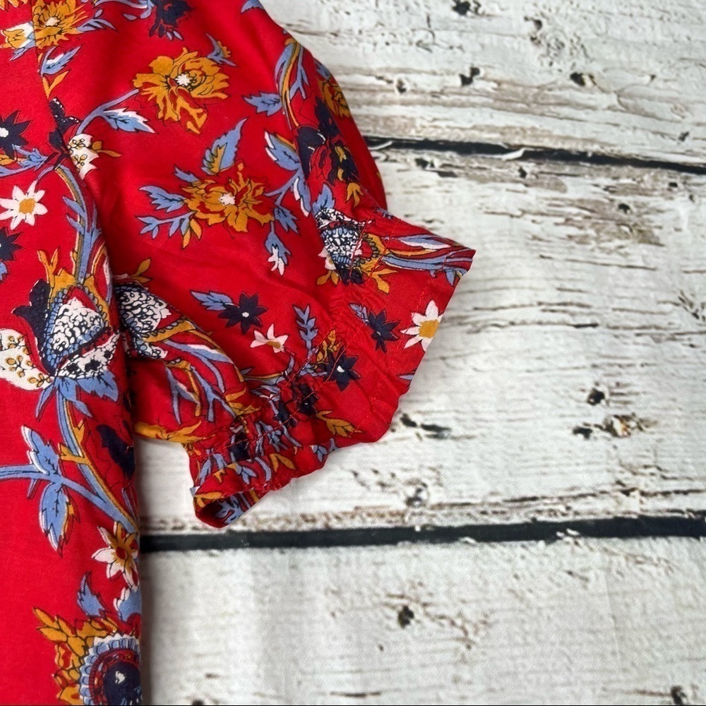 Lucky Brand Floral Printed Short Sleeve Blouse Size S - Picture 6 of 10
